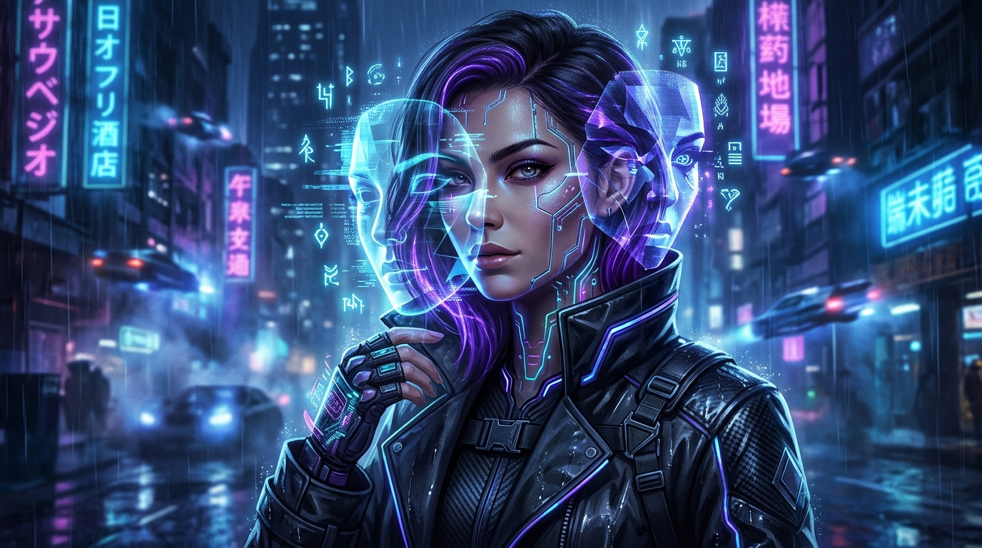 Noctiluca - Illusionist Cyberpunk Mage altering visage